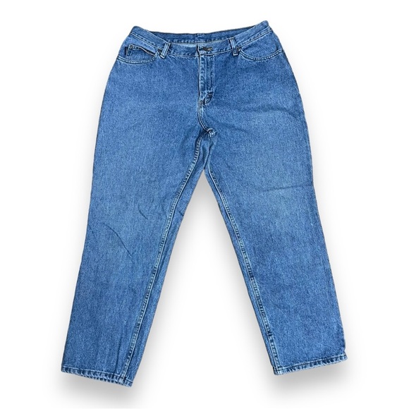 Vintage Chic Straight High Rise Blue Denim Jeans Size 16 Petite - Picture 1 of 8